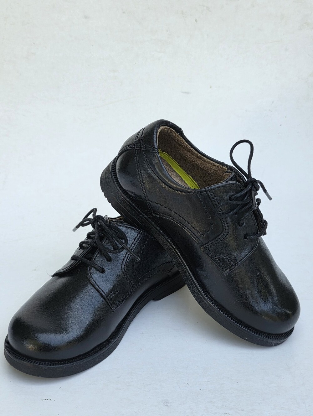 10.5M Florsheim Kids Boys Black Leather Oxford Dress Shoes Memory Foam NEW